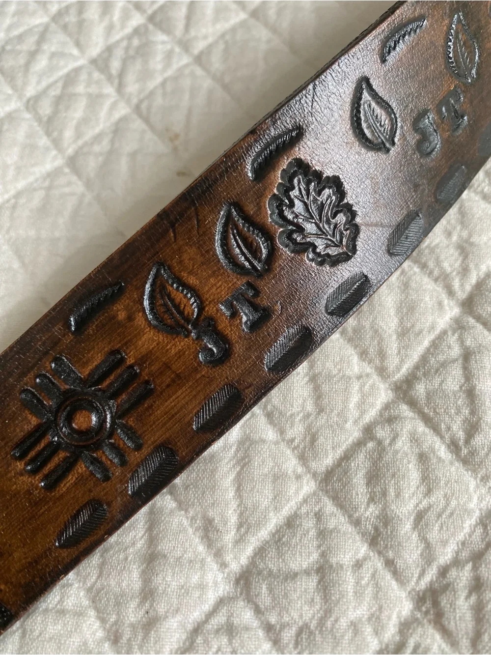BSA Philmont Leather Tooled Belt Brass Buckle Vintage 2000 Western Boy Scouts 38